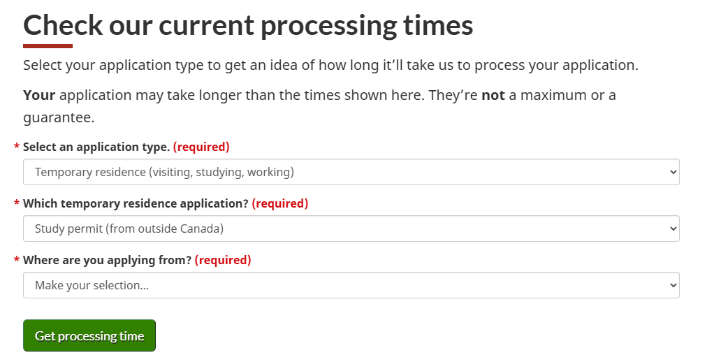 IRCC processing times tool, step 3: select where you are applying from