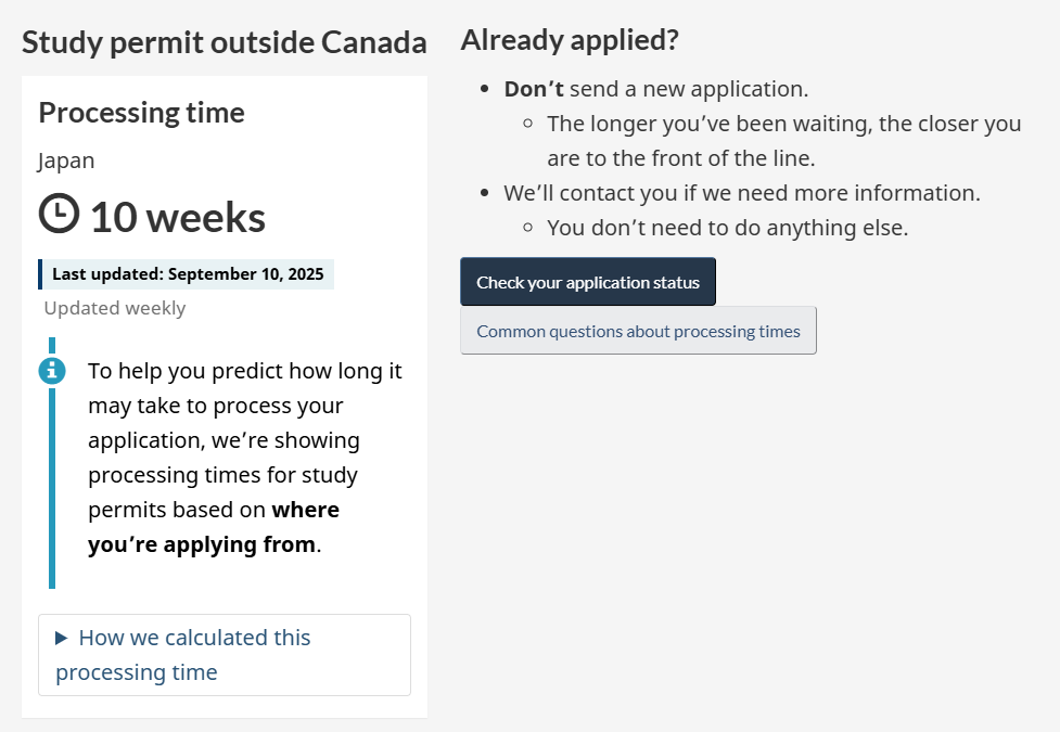 IRCC processing times tool, step 4: click Get processing time